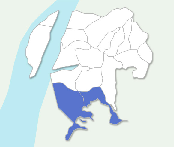 다대동 위치가 표시된 사하구 지도