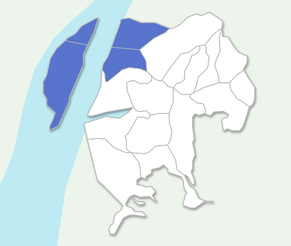 하단동 위치가 표시된 사하구 지도